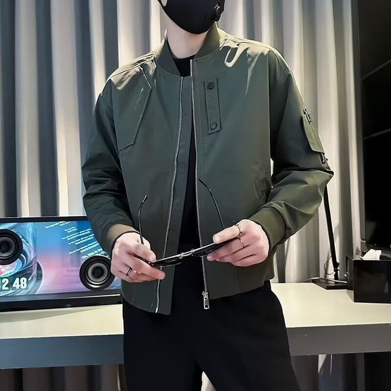 2025 New Baseball Collar Jacket Autumn Tops Men's Gowns Simple Tops Handsome Ins Trendy Brand Jackets