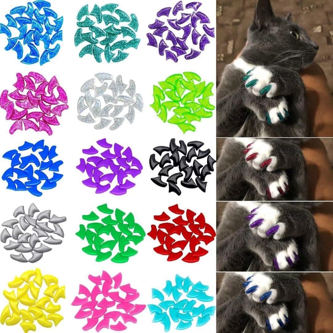 Cross-border Colorful Pet Cat Soft Claw Nail Set, Pet Nail Art Protection 20 Pieces with Glue