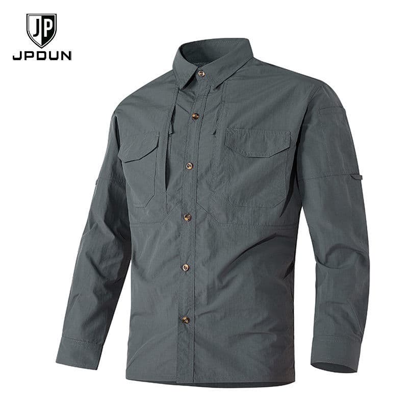 Spring and Summer Long Sleeve Shirt Men's Multi-Pocket Workwear Short Sleeve Shirt Outdoor Quick-drying Clothes Loose plus size Work Clothes