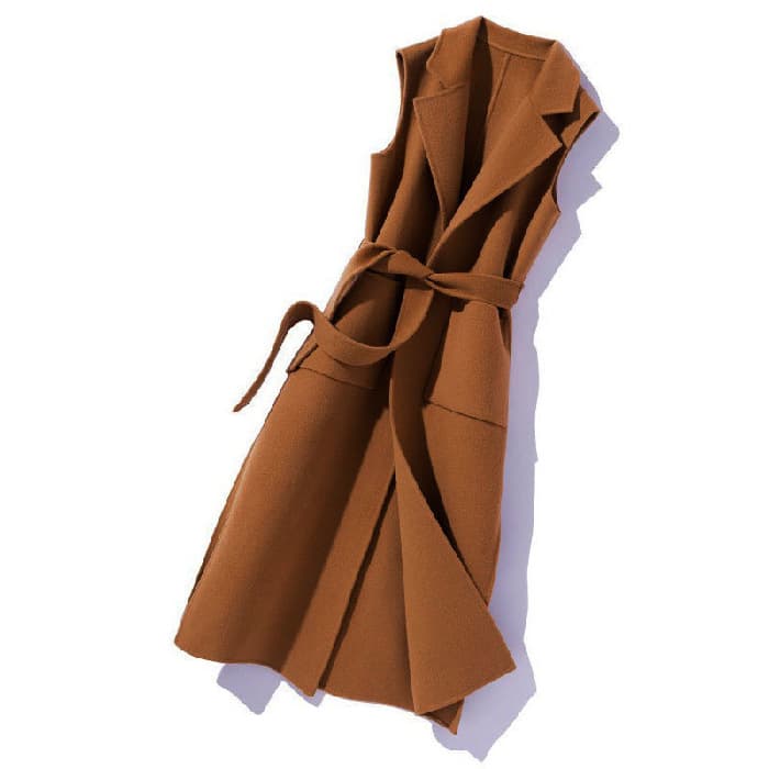 New Spring/Autumn Fashionable Woolen Vest Mid-Length Vest for Petite Women Korean Loose Fit Coat