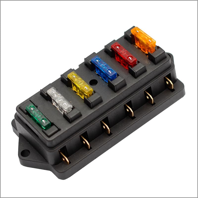 RV automotive fuse box 6-position fuse holder, 6-in 6-out screw multi-circuit protection socket