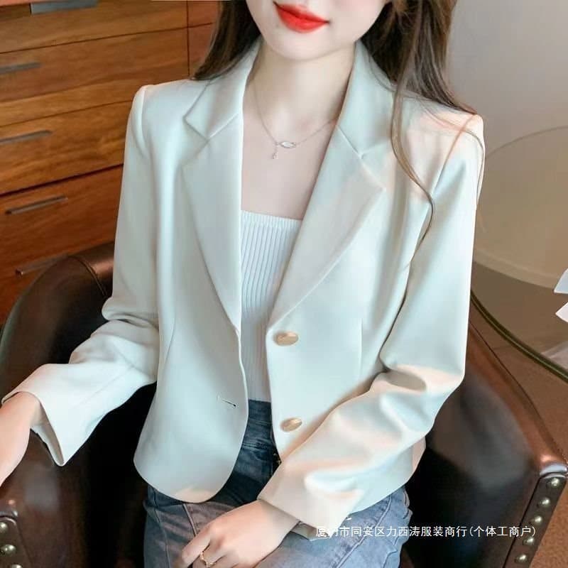Casual Short Petite 2025 Blazer New Spring/Autumn Elegant Korean Style Suit Top Dopamine