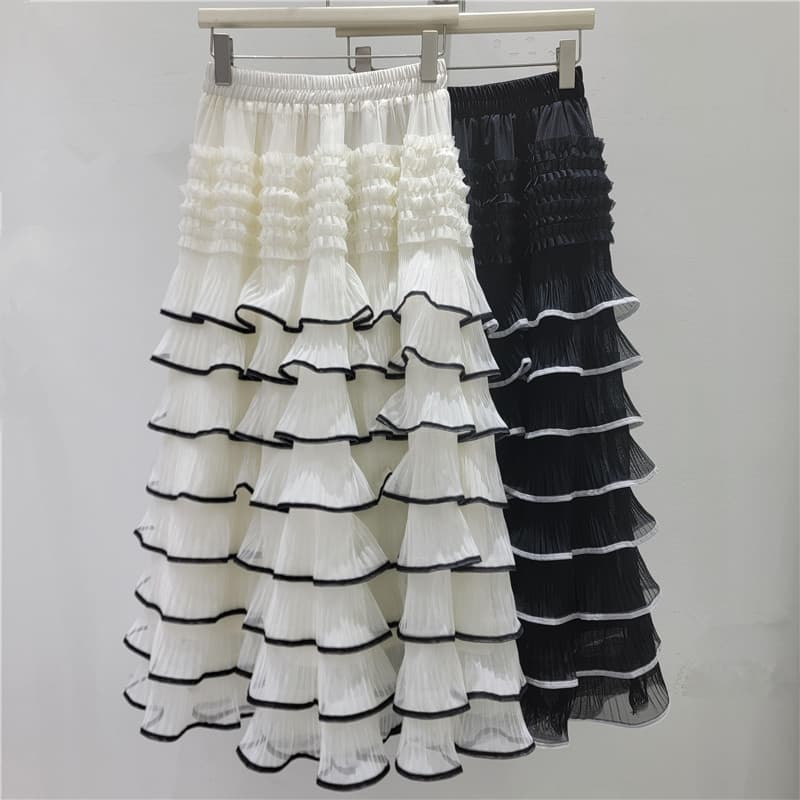 Apricot Ruffle Tiered Cake Skirt for Women 2026 Early Autumn French Soft Layered Design Fairy Skirt