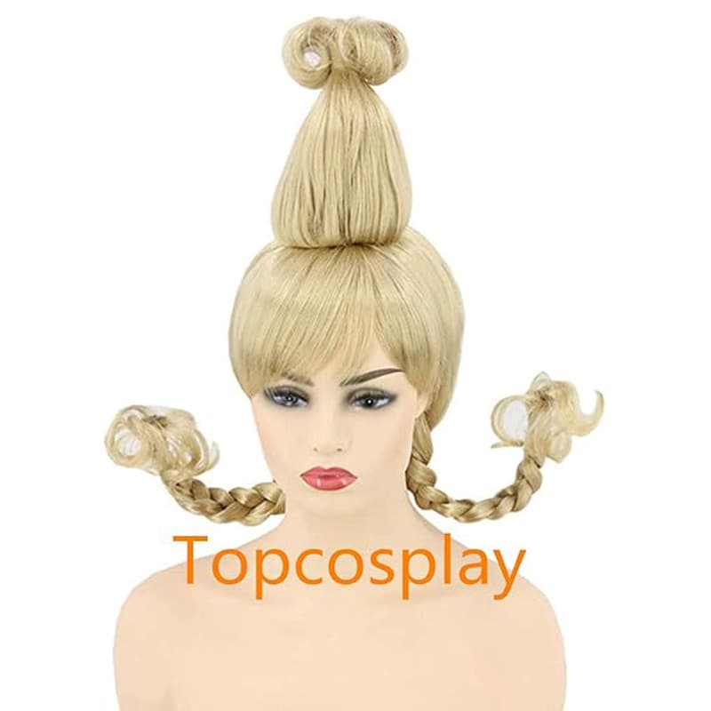 Cross-border hot-selling Green-haired Grinch Cindy cos-style wig Exquisite braided + ponytail style wig