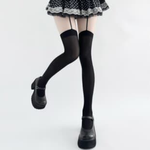Sexy Youth Suspender Socks Thin Red Trim Silk Stockings Women Invisible Lingerie Long Stockings Black Silk Bodysuit Sy