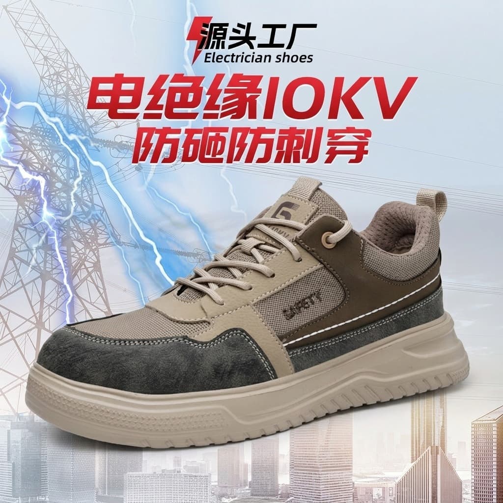 Electrician Safety Shoes Men's Summer Anti-Smash Anti-Puncture Steel Toe Work Shoes Wear-Resistant Comfortable Breathable Insulated 10KV