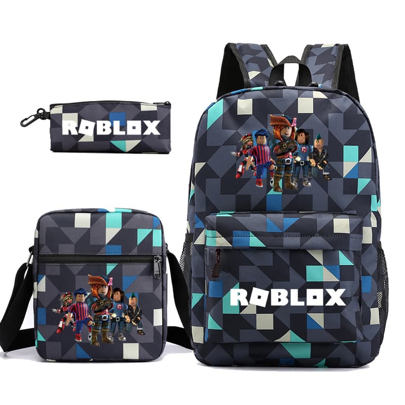 New Roblox Game Backpack Set for Boys and Girls - Student Backpack, Small Shoulder Bag, Pencil Case, Laptop Bag, Campus 3-Piece Set