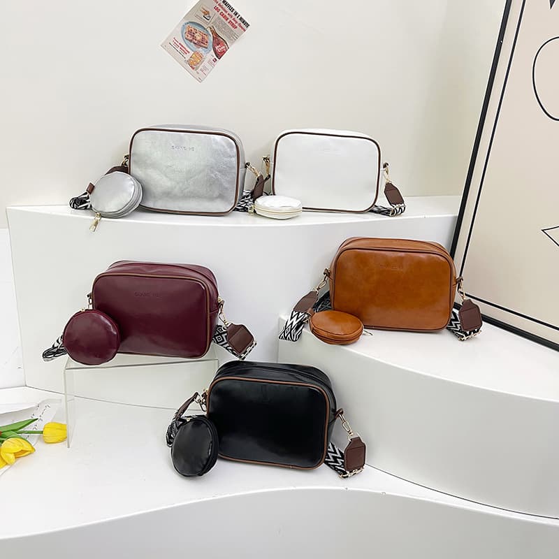 Cross-Border Retro Bags Women's Bags 2025 New Fashion Women's Handbags Wide Shoulder Strap Single Shoulder Crossbody Bag
