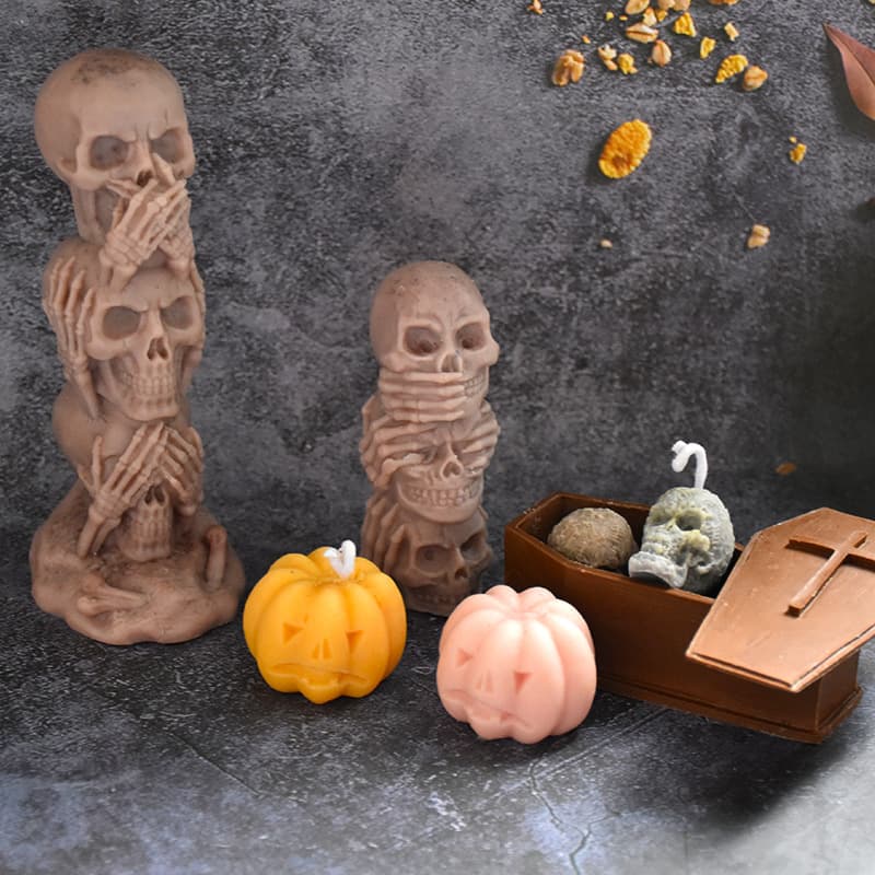 Halloween Pumpkin Skull Mold Halloween Series Scented Candle Plaster Ghost Monster Decoration Mold