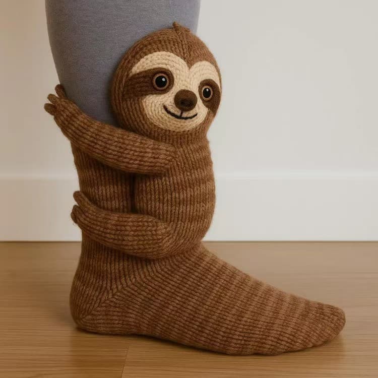 New Cross-border Animal Cartoon Socks, Christmas Floor Socks, Warm and Fun Socks, Sloth Plush Toy Socks