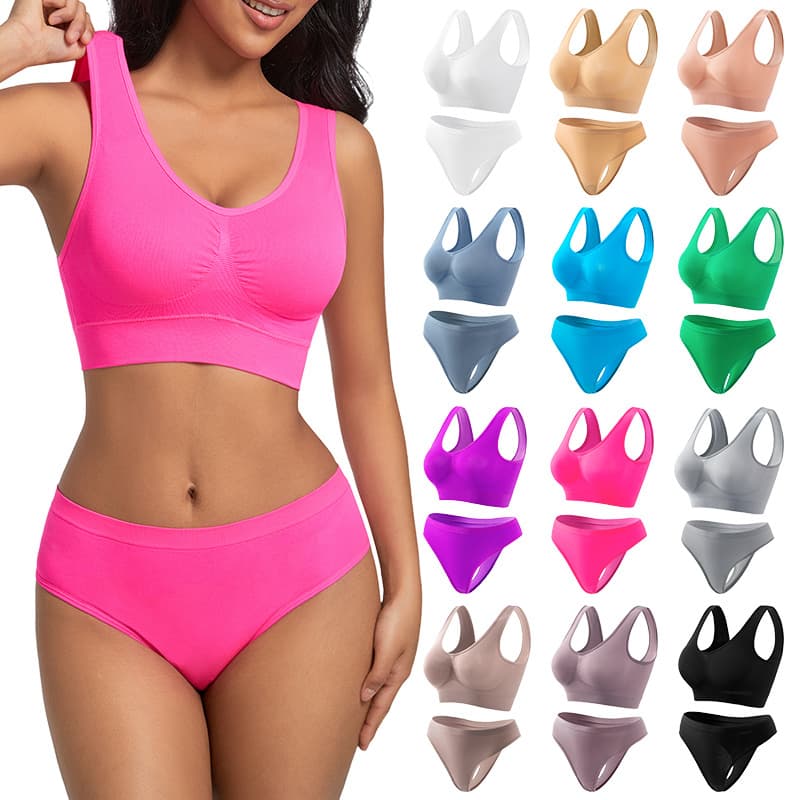 Women's Bra Set Wire-Free Push-Up Lifting Adjustable Comfortable Backless Bra for Small Bust Gathers Side Fat Prevents Sagging