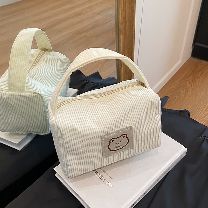 Corduroy Makeup Bag, Fashionable and Simple Storage Bag, 2025 New Model, Japanese Niche Design, Trendy and Unique Handbag for Women