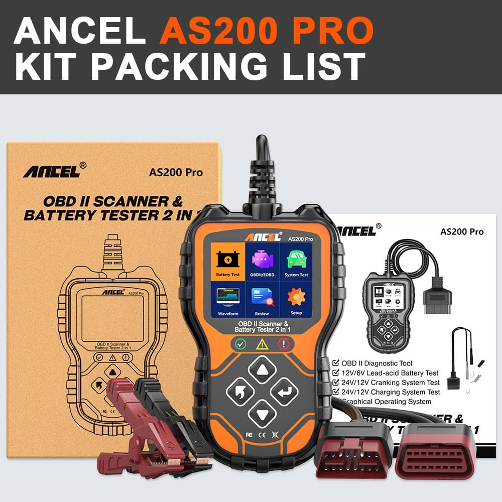 ANCEL AS200PRO car OBDII code reading code clear reading data stream car battery test tool
