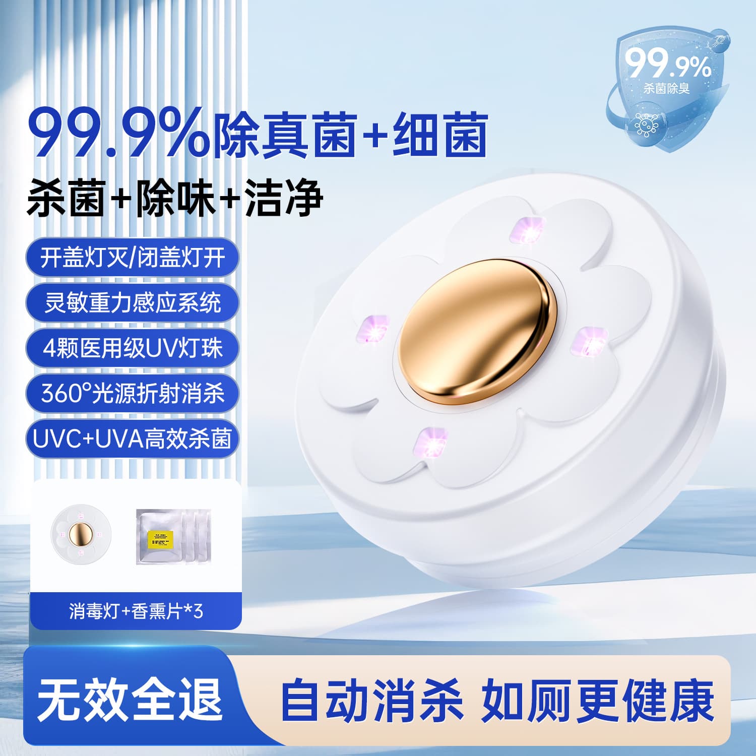 Smart Toilet Guard UV Sterilization Light, Home Deodorizing Toilet with Sensor Disinfection, Automatic Germ-Killing and Odor Removal