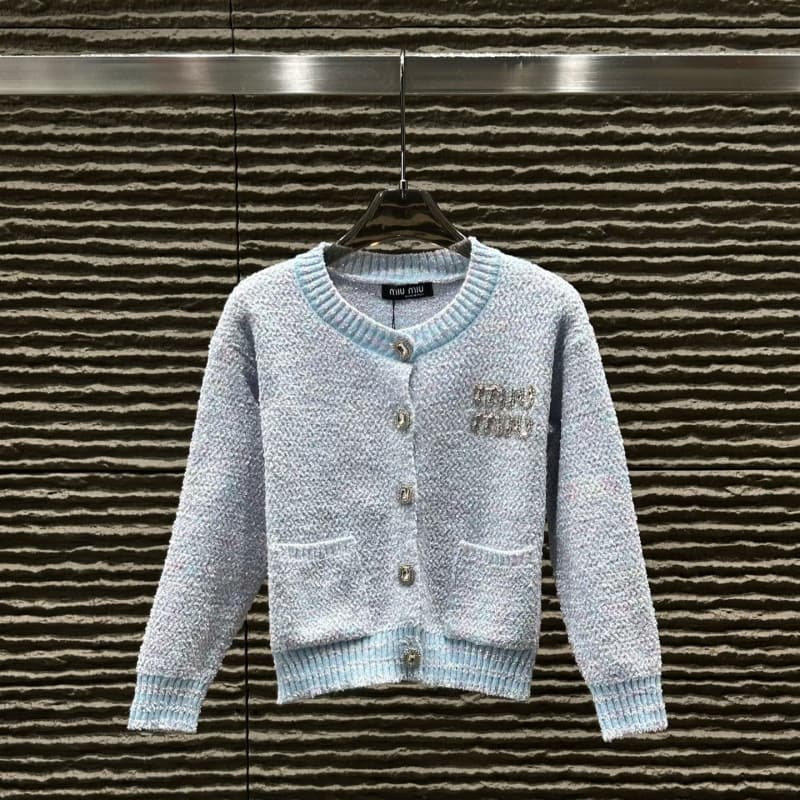 Trendy Brand MM25 Autumn/Winter New Heavy Embroidered Lettering Elegant Socialite Round-Neck Cardigan Sweater