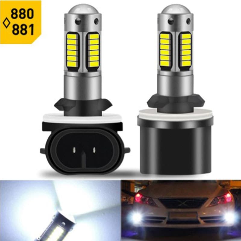 High Power Car Led Fog Lights H3 H1 880 881 4014 30smd Front Spotlights 6500k White Color Vehicle Lamp