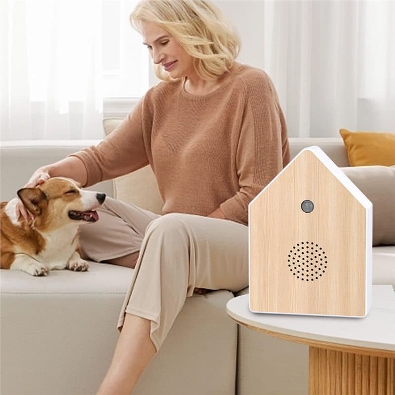 Amazon New Motion-Activated Bird Chirper, Mini Outdoor Waterproof Wood-look Birdhouse for Home Garden and Balcony