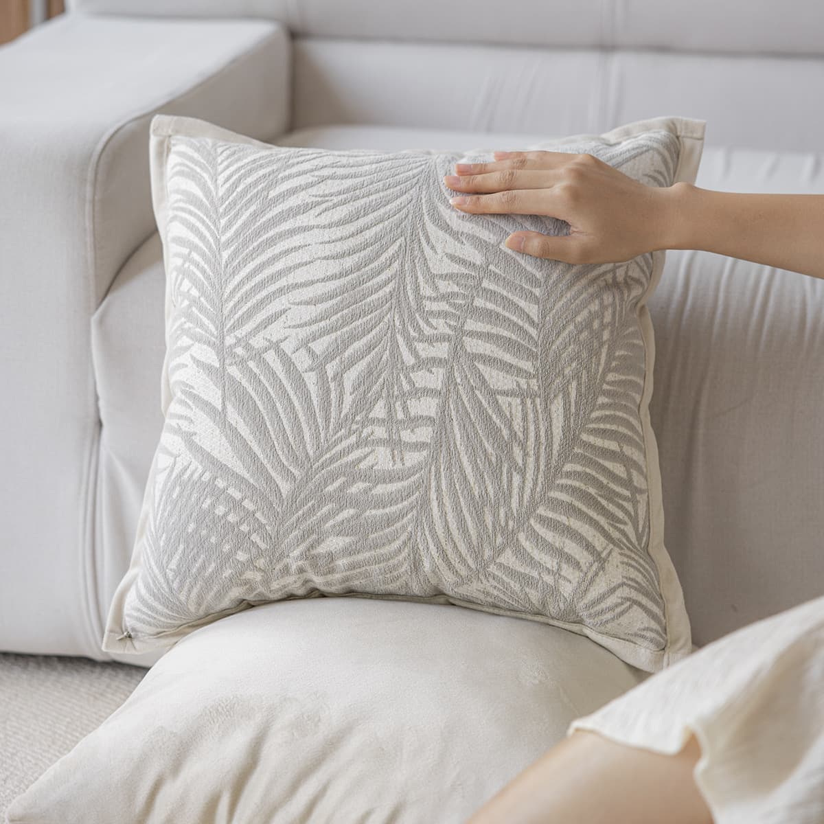Light French Style Sofa Pillowcase Nordic Decorative Pillowcase Bed Headrest Home Use Polyester Fabric Solid Color Abstract Painting Plant Floral