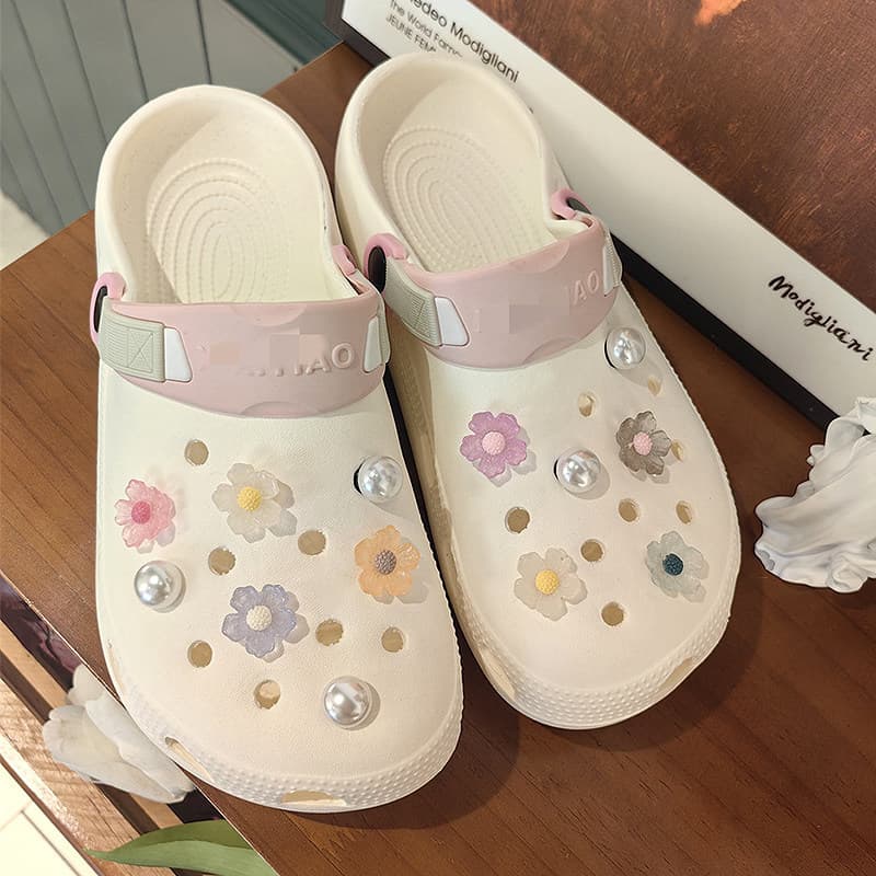 Small Flower Pearl Croc Charms Simple Shoe Decoration DIY Sandals Slippers Shoe Surface Decor Removable Accessories