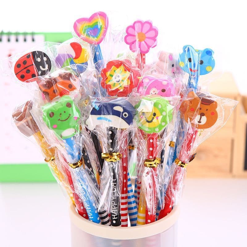 Elementary School Pencil with Eraser, Cartoon Cute Writing Supplies for Kids, Kindergarten Prize Wholesale
