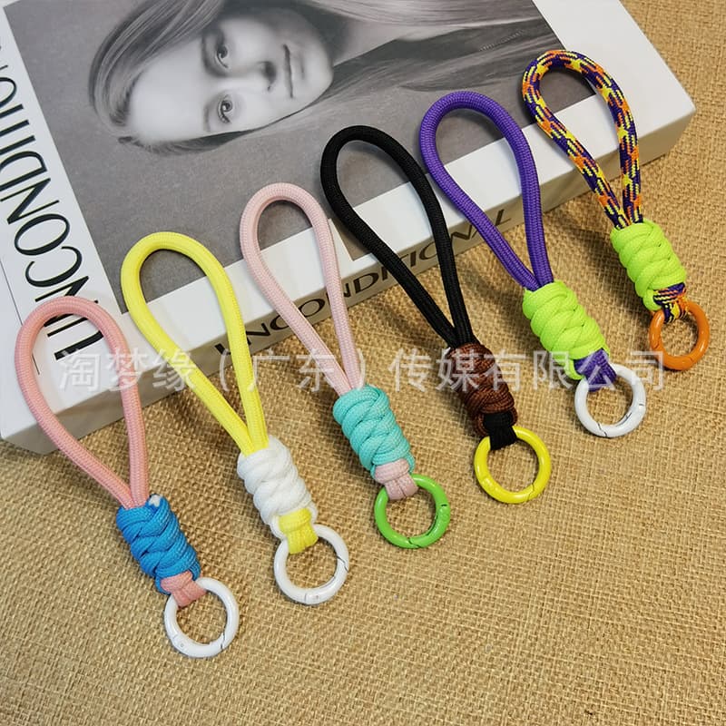 Mobile phone lanyard 12CM mobile phone lanyard wrist lanyard color matching knotted short lanyard braided keychain lanyard