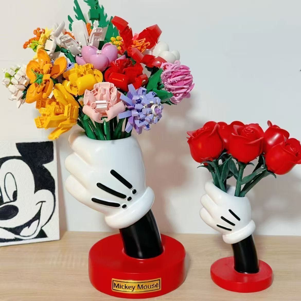 Cross-Border New Product Mickey Mouse Handheld Vase Flower Arrangement Ornament Makeup Brush Holder Cute Home Office Decor Gift