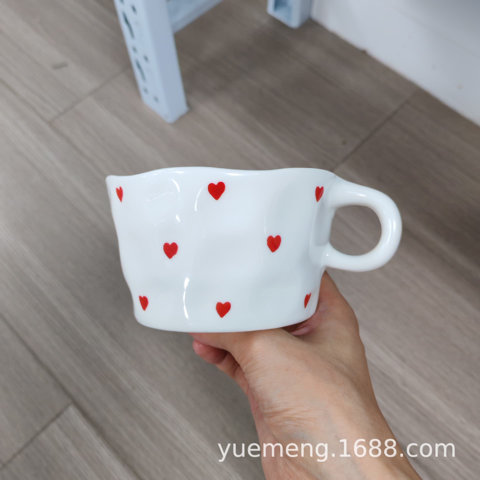 Ins Style Cute Russian Heart-Shaped Coffee Cup and Saucer Set Ceramic Mug High Aesthetic Afternoon Tea Cup Breakfast Cup