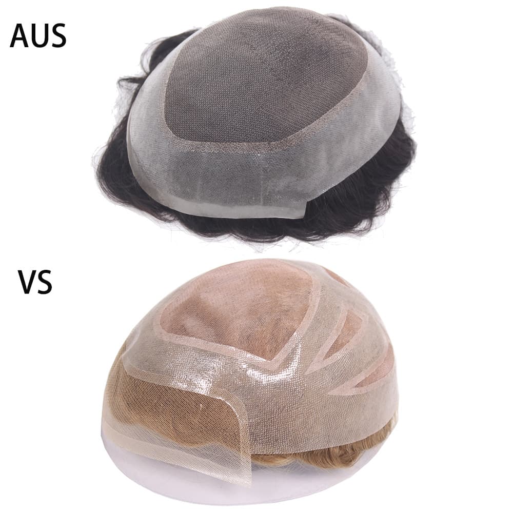 Custom Men's Wig Full Hand-Tied Hand-Knotted Hair Topper Imitation Needle Natural Realistic Human Hair for Cross-Border Europe and America