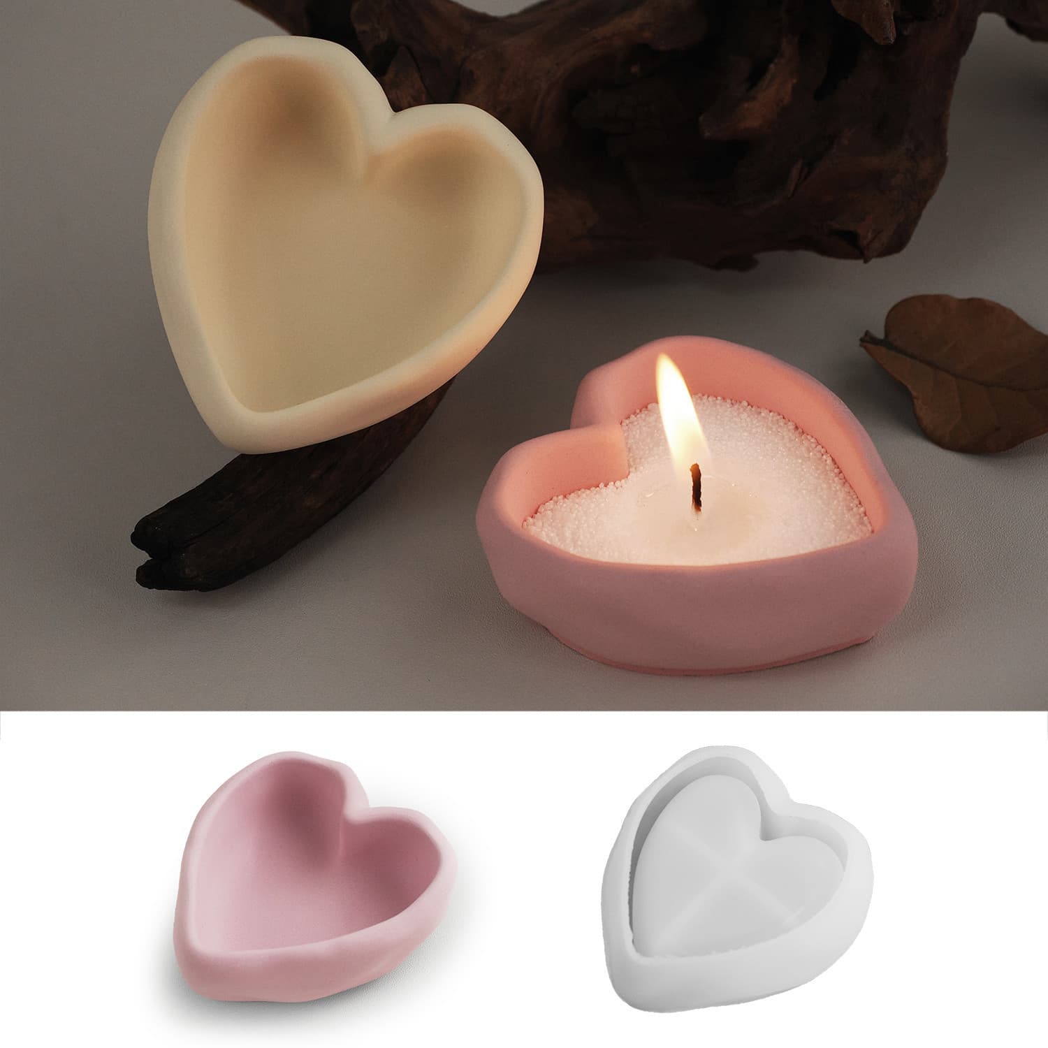 DIY Epoxy Resin Cement Plaster Irregular Heart Mini Bowl Candle Cup Plaster Ornament Mirror Silicone Mold