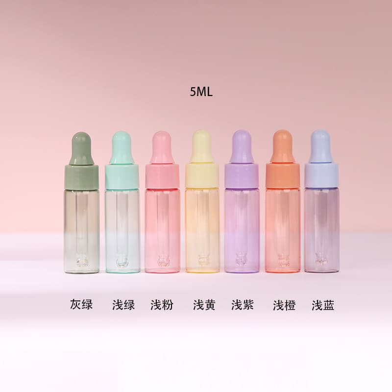 Cross-border Stock Essential Oil Bottles 1ml 2ml 3ml 5ml Colored Dropper Bottles Serum Cuticle Oil Refill Bottles Sample Bottles