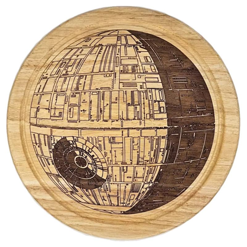 Rubber Wood Cutting Board Creative Star Wars Cheese Board Cartoon Pattern Round with Knife 4-Piece Cheese Set