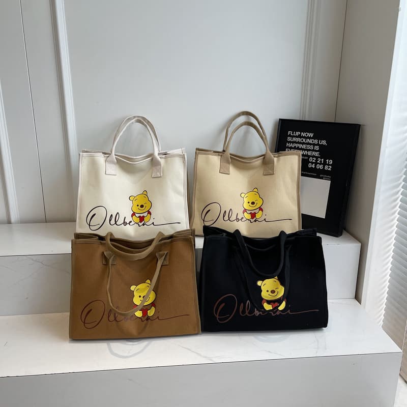 Cross-border hot selling cartoon canvas tote bag new cartoon shopping bag commuter lunch bag student handbag