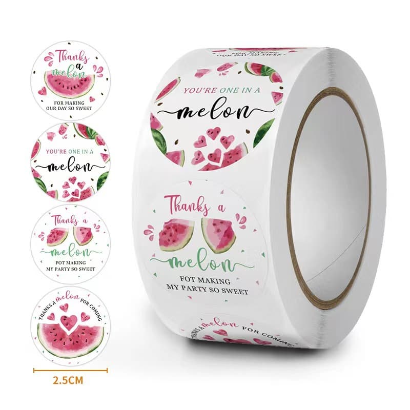 500/Roll Colorful Flower Coated Paper Stickers Valentine's Day Thank You Tags Holiday Birthday Wedding Envelope Decoration