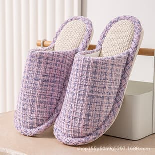 Shein Cross-Border Four-Season Linen Slippers, Autumn and Winter Indoor Home Non-Slip Little Fragrant Style Wrap Soft Sole Couple Slippers