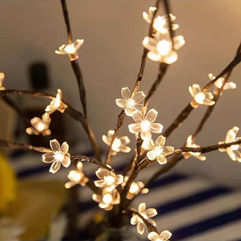 Solar cherry blossom ground lamp outdoor waterproof branch lawn lamp festive warm decorative lamp courtyard lamp street lamp