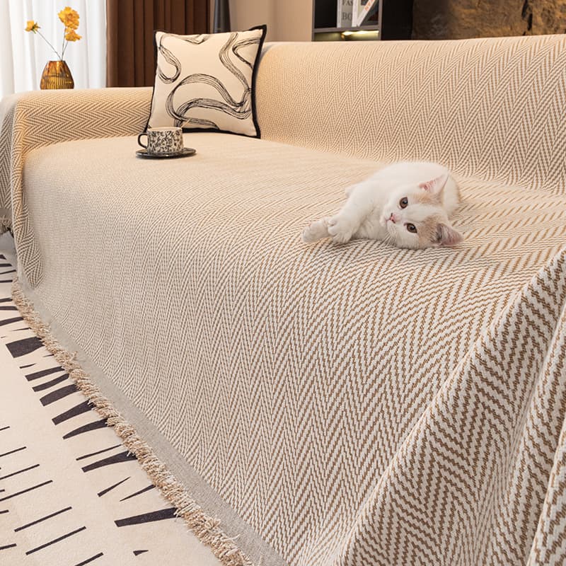 2024 New Striped Chenille Sofa Cover Full Cover Simple High-End Sofa Throw Cloth Cat Scratch Resistant Sofa Slipcover