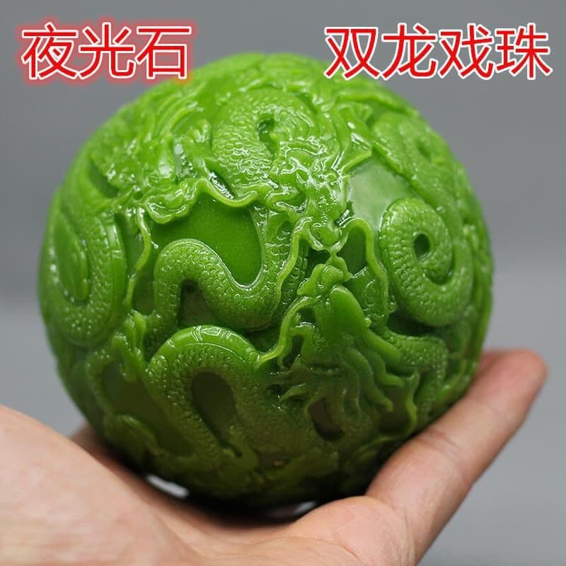 Luminous stone double dragon playing with beads luminous domineering ornaments home accessories treasure ornaments