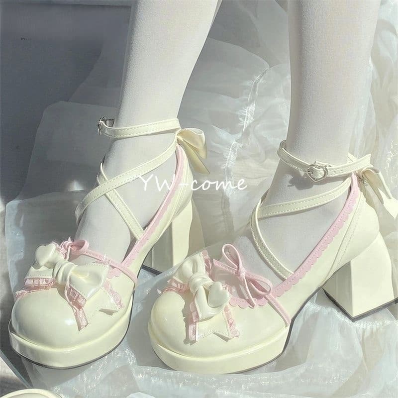 Lolita Mary Jane School Style JK Shoes 2024 Blue Sweet New Women Princess Style Cute Bow