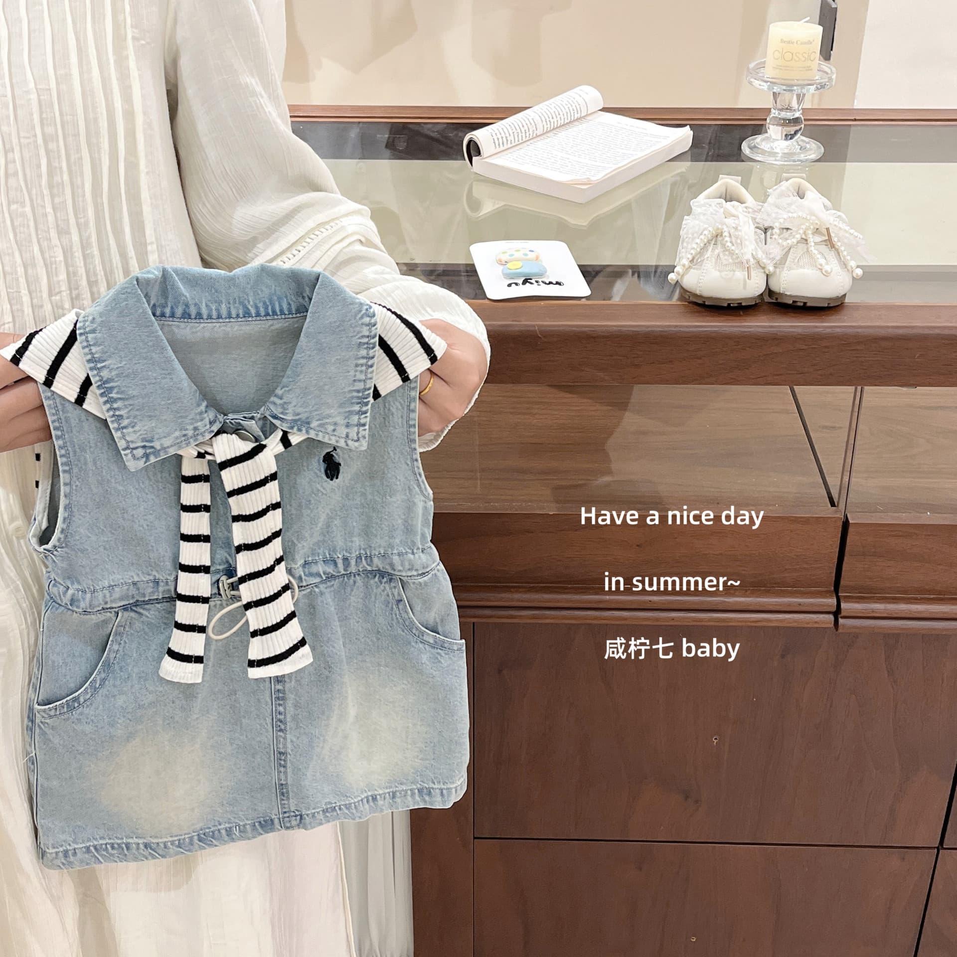 【Xian Ning Qi】Fashionista! Original Girls' Summer Denim Dress Vintage Stylish Cape Korean Style Dress