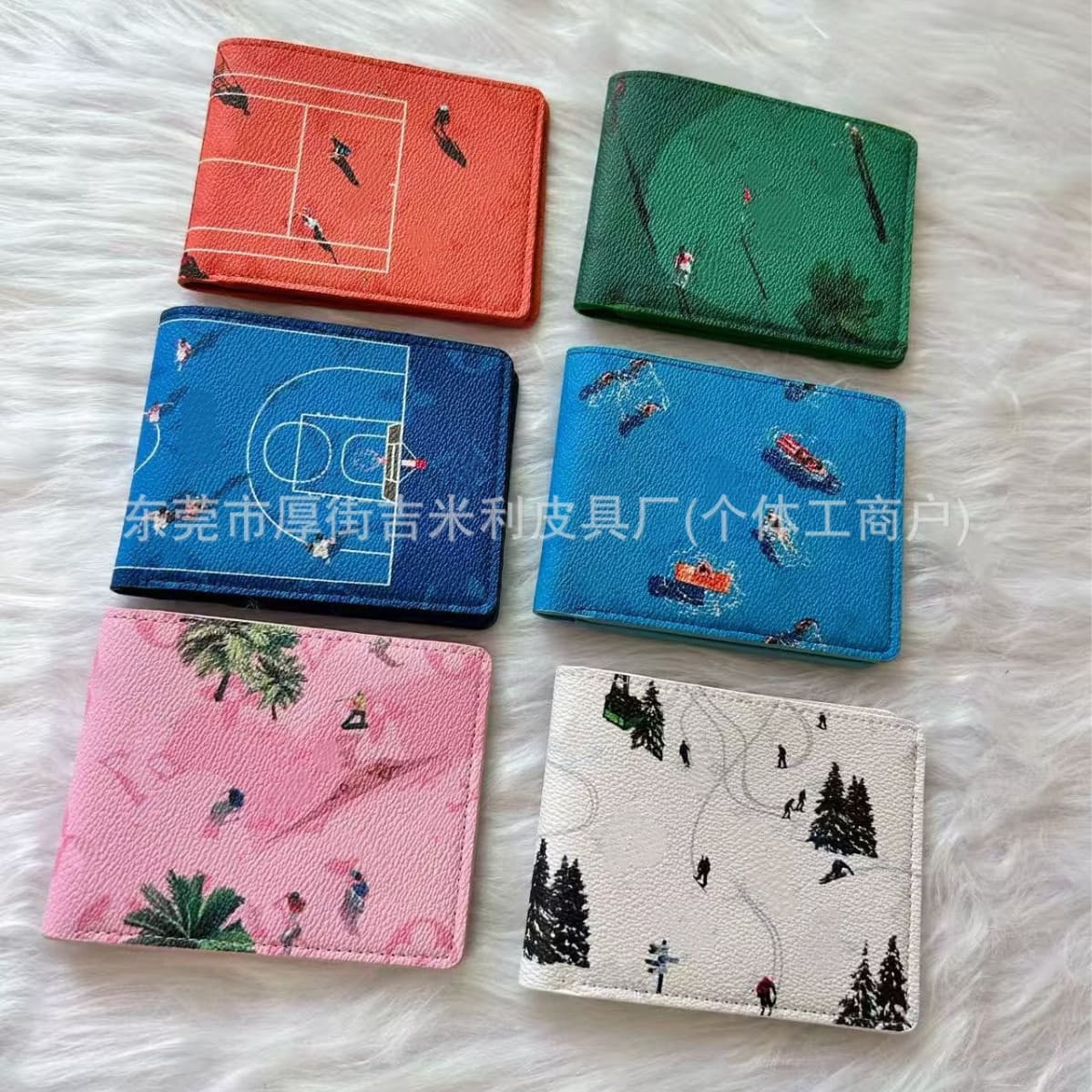 Cross-border unisex vacation series short suit clip Lujia's new Slender large-capacity wallet passport