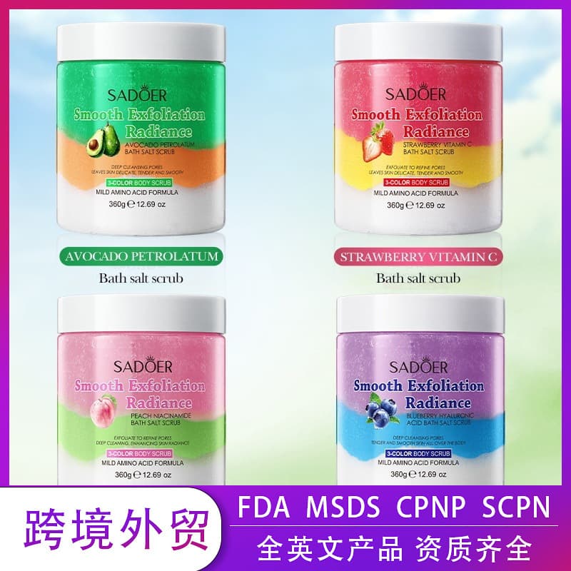 SADOER Fruit Bath Salt Scrub Cleanses and Softens Skin Fruity Fragrance Whole Body Bath Care Wholesale