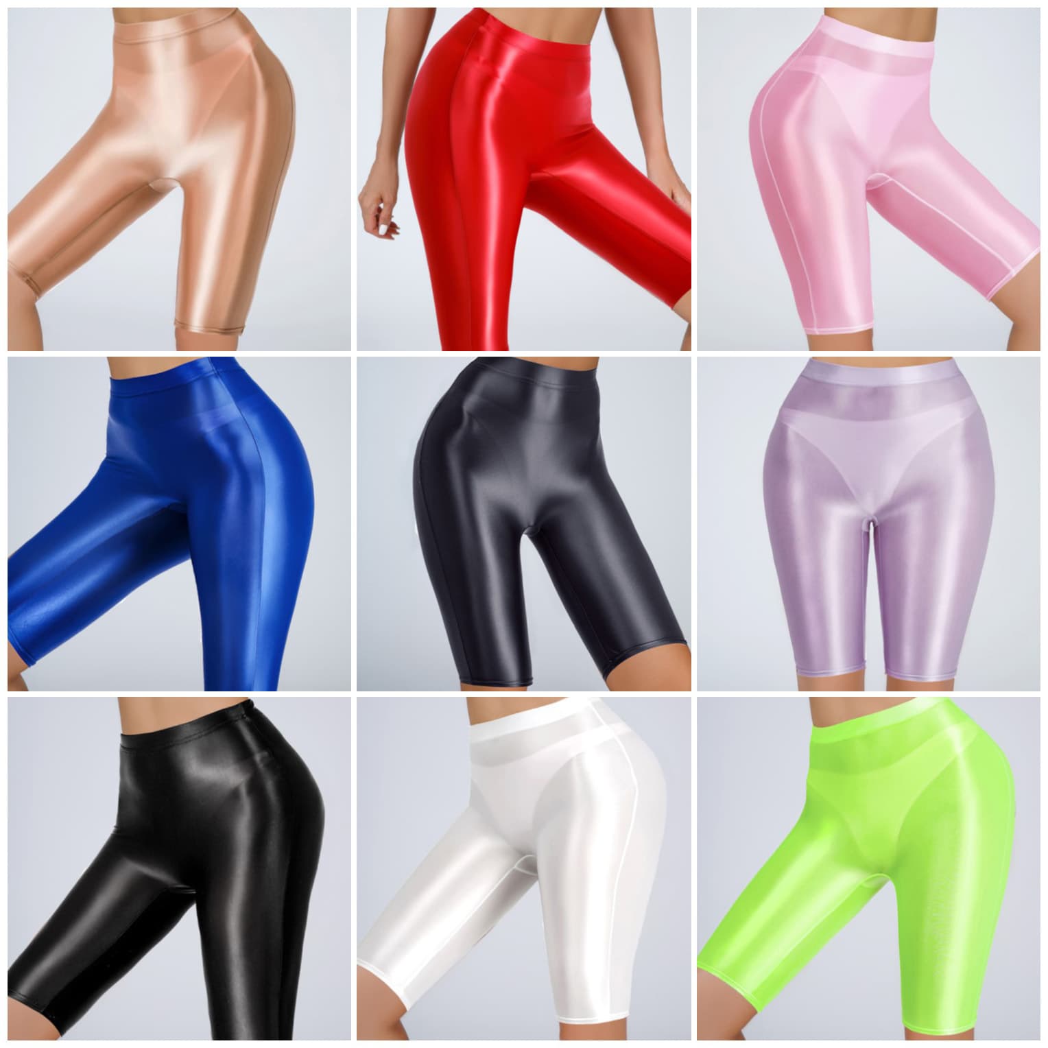 European and American glossy trendy shorts with gusset, sexy yoga pants, high elasticity, Amazon and AliExpress bestseller 7058