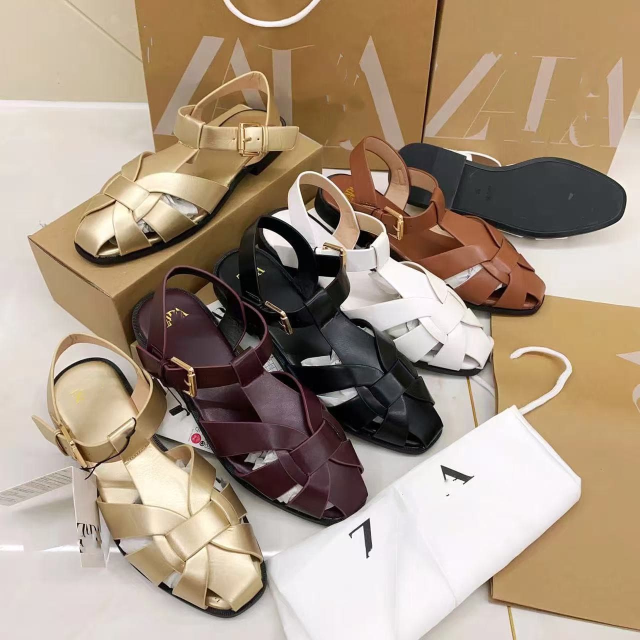 ZAR African Export Original Woven Flat Roman Sandals for Women, New Summer Style, Closed Toe with Back Strap