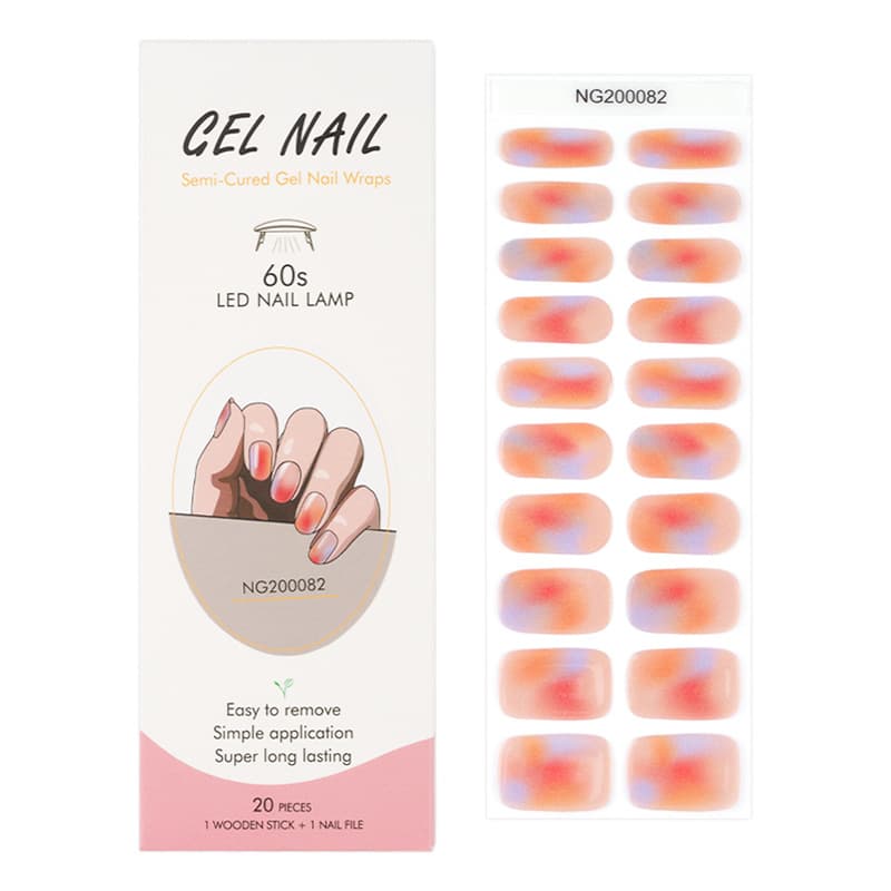 Factory Direct Gel Nail Wraps Full Coverage Semi-Cured Gel Polish LED Lamp Nail Stickers Semi-Baked Nail Art Wraps