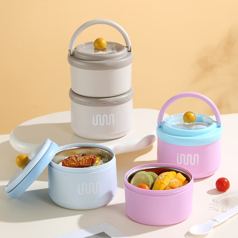 304 Stainless Steel Insulated Lunch Box Portable Double-Layer Food Container Thermos for Office Workers and Students with Lid Sealed Bento Box