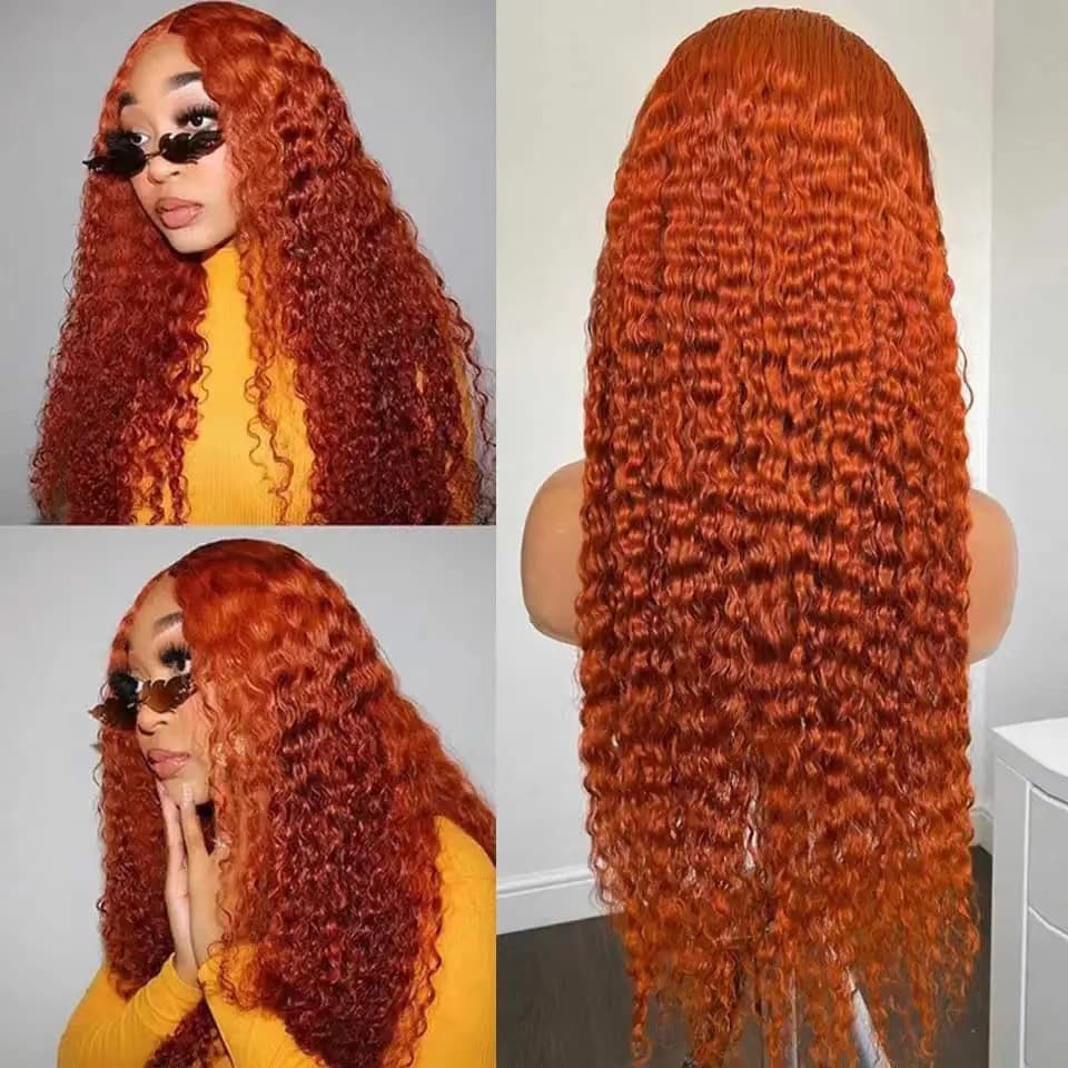 Hot Selling African Curly Lace Front Wig Orange Lace Long Wig Latin Factory Stock For Quick Delivery