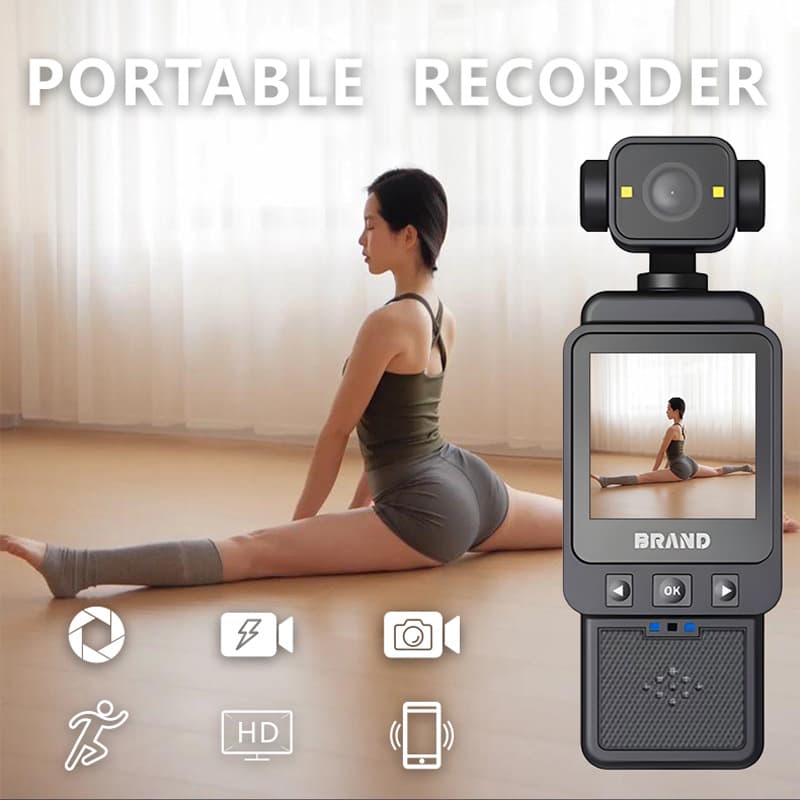 New Handheld Sports Pocket Camera 180-degree Rotating Lens Creative Compact Portable Clip-on Pocket Camera
