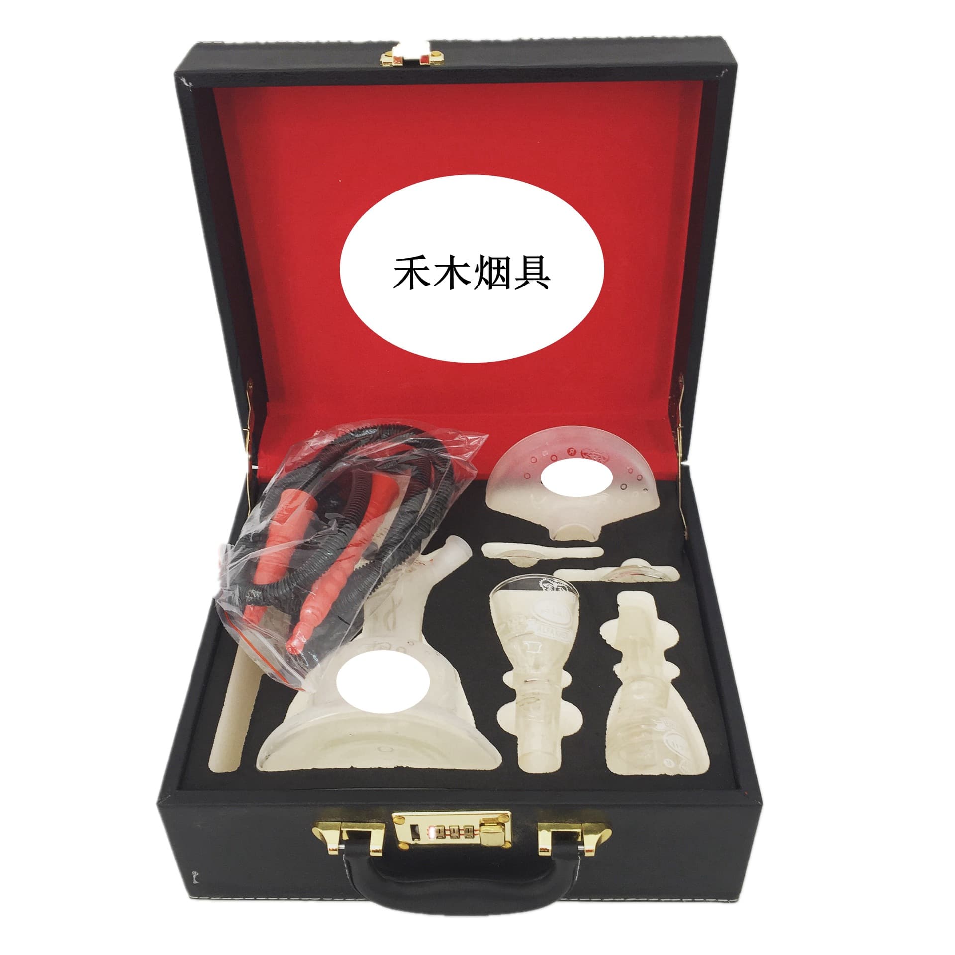 Amazon hookah safety packaging glass hookah leather case packaging with disposable plastic hookah tube