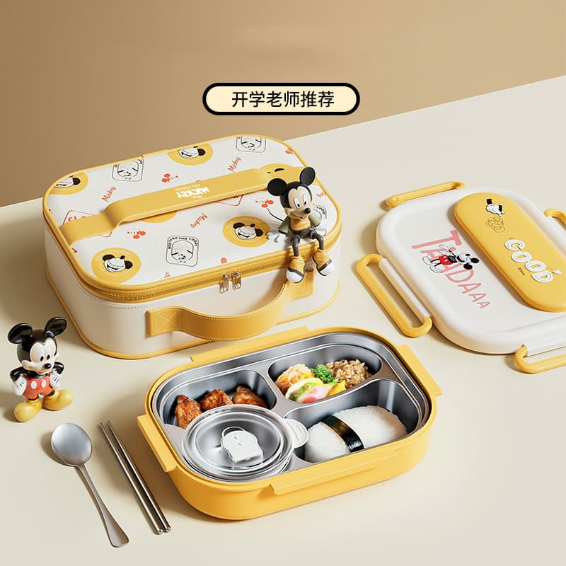 304 Stainless Steel Lunch Box Student Cartoon Children Bento Box Portable Divided Office Worker Meal Box with Cutlery