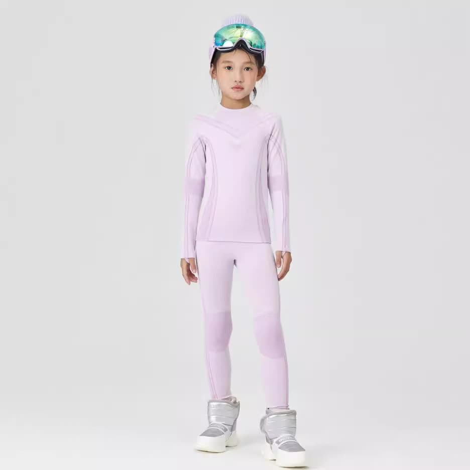 Children's and girls' fitness clothing, sports running clothes, autumn and winter training, skiing base layer warm set, outdoor windproof